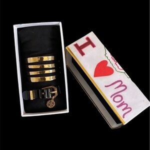 Rustic Cuff bracelet Set - I Love Mom - 2 bracelet set with Mom Box